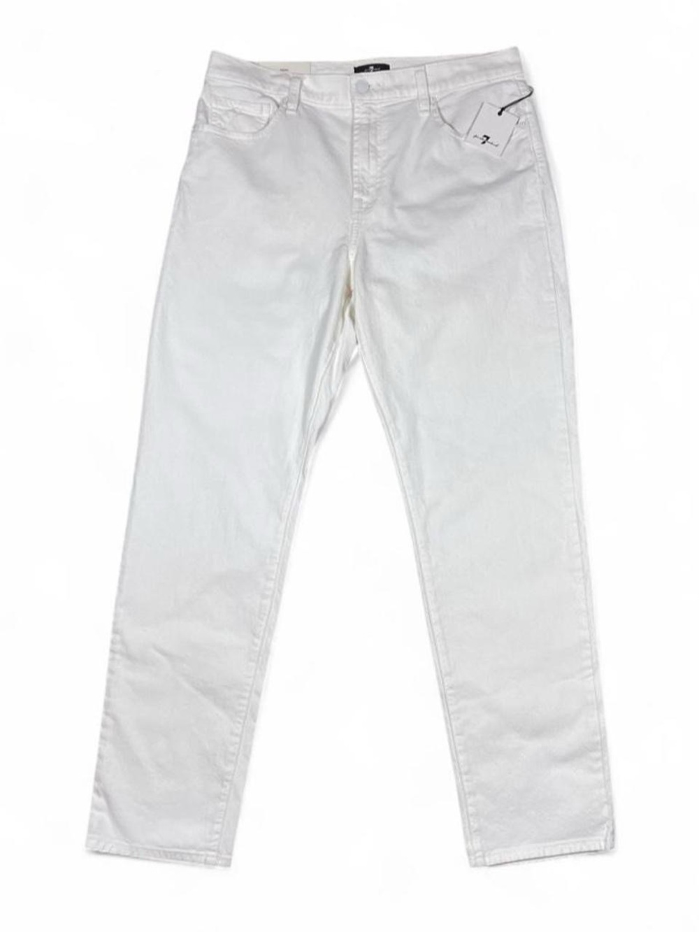 NWT! 7 For All Mankind Peggi White Jeans Women’s Size 32 L30 High Rise Taper - Picture 2 of 12